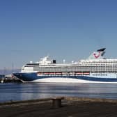 The TUI Marella Explorer 2 cruise ship at the Port of Tyne can be seen from South Shields riverside.