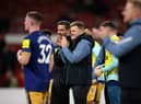 Newcastle United head coach Eddie Howe celebrates the win.