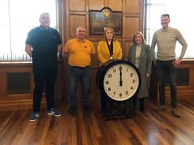 From left: Billy Robinson,  vice Chair of the Boldon Colliery Heritage group, George Henderson, group chairman, Cllr Sandra Duncan, CAF chair Alison Strike and group member Sean Hudson.