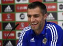 Former Newcastle United defender Aaron Hughes has been appointed to Michael O'Neill's backroom staff (Photo credit should read PHILIPPE DESMAZES/AFP via Getty Images)