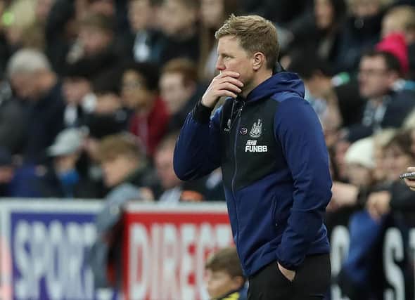 Newcastle United manager Eddie Howe is seen during the Premier League match between Newcastle United  and  Norwich City at St. James Park on November 30, 2021 in Newcastle upon Tyne, England. (Photo by Ian MacNicol/Getty Images)