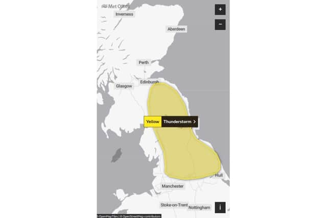 The area covered by today's warning