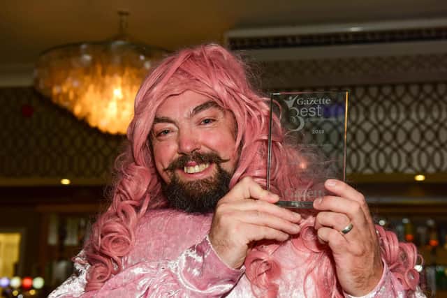 'Big Pink Dress' Colin Burgin-Plews with his Best of South Tyneside special recognition award.