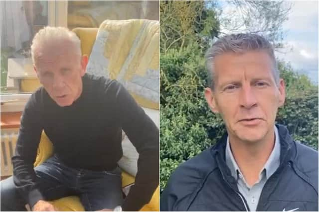 Peter Reid and Steve Cram send Carl messages of good luck