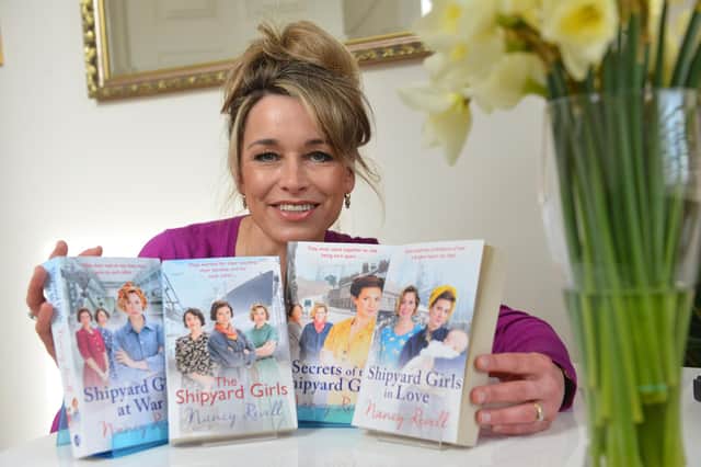Amanda Revell Walton who writes as Nancy Revell with some of her Shipyard Girls series
