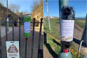 Poo bah holders have been placed on fences in the area