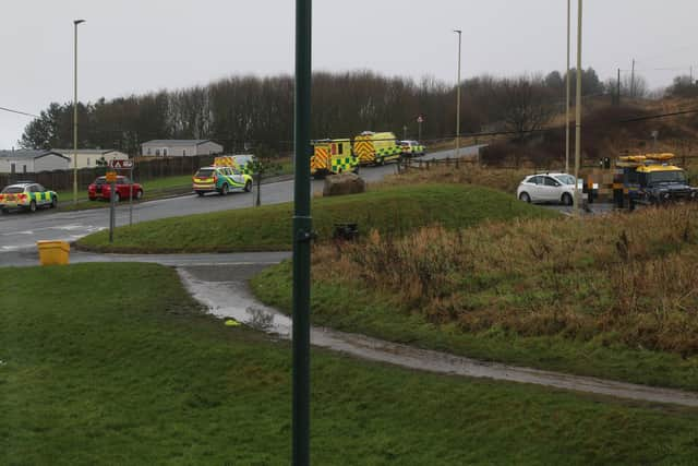 Emergency vehicles at Lizard Lane. Picture: Adam Reid.