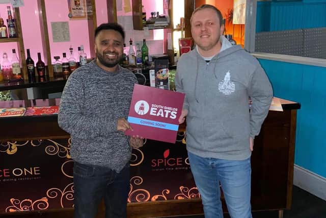 Representative Matt Fenton (right) with Abdul Miah from Spice One, one of the participating restaurants in the soon-to-be-launched South Shields Eats scheme
