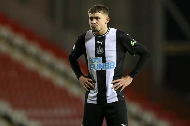 Elias Sorensen has left Newcastle United after five years on Tyneside. (Photo by Charlotte Tattersall/Getty Images)
