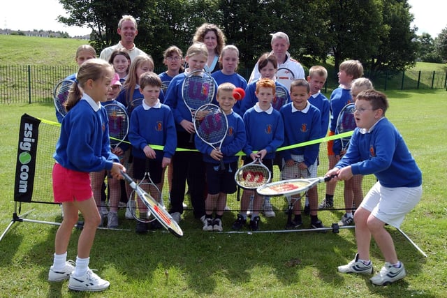 Anyone for tennis? These pupils at Fellgate Primary School look like they were enjoying it in 2004.