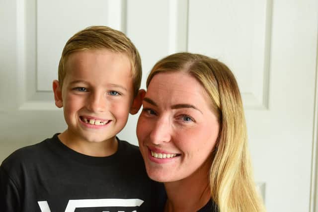Eight-year-old hero Grayson Stewart pictured with his mum Regan Deeley