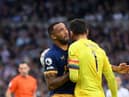 Hugo Lloris clashed with Callum Wilson for Newcastle Unitd's opener on Sunday (Photo by Justin Setterfield/Getty Images)