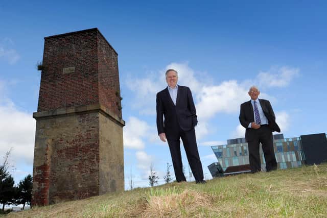 Cllr Iain Malcolm and Cllr John Anglin at the site of the new Glassworks development.