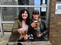 Friends Lesley Dickman and Claire Todd enjoying a drink at the Clover & Wolf, South Shields on Monday.