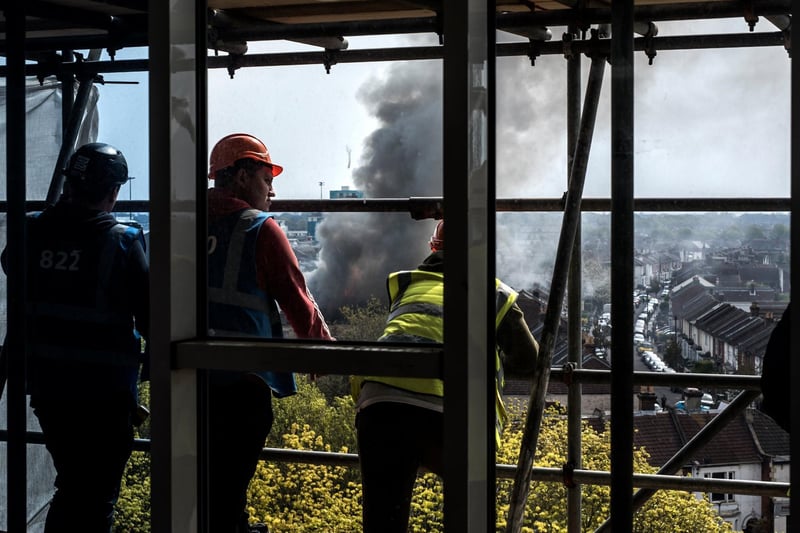 A fire has broken out in Goldsmith Avenue, Southsea, Portsmouth, on April 28. The view from Priory View. Picture: Ivy Burrows