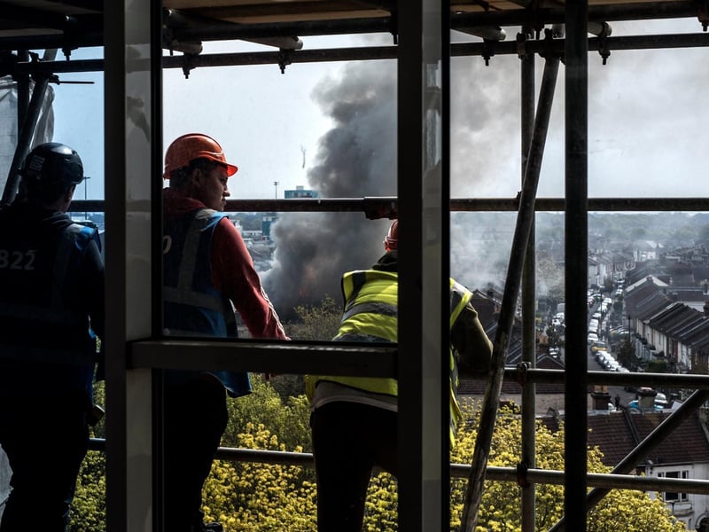 A fire has broken out in Goldsmith Avenue, Southsea, Portsmouth, on April 28. The view from Priory View. Picture: Ivy Burrows