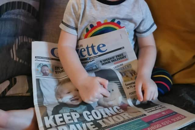 Ivor checking himself out on the front of the Gazette.