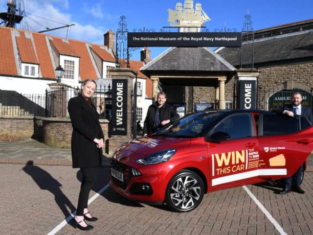 From left: Lynn Murphy from the Bradley Lowery Foundation, Jeremy Middleton, Great Northern Raffle, and Shaun Howlett, Bristol Street Motors Hyundai Peterlee.