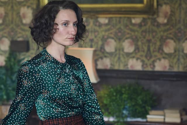 Nancy Mitford (Bessie Carter) contemplates life in bohemian 1930s London in the new U&Drama series Outrageous (Picture: UKTV)