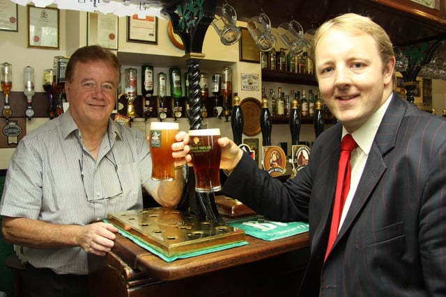 Proud Pub Week Derby Tup Landlord Brendan Mconville with  MP Toby Perkins in 2010