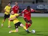 Mo Sangare, right, on loan at Accrington Stanley last season.