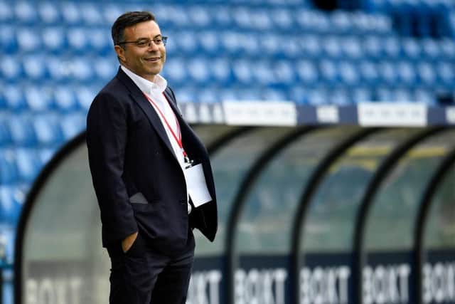 Leeds United's Italian chairman Andrea Radrizzani smiles on the pitch after the English Premier League football match between Leeds United and Brighton and Hove Albion at Elland Road in Leeds, northern England on May 15, 2022. (Photo by OLI SCARFF/AFP via Getty Images)