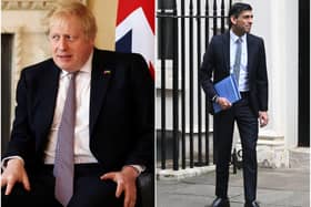 Boris Johnson and Rishi Sunak will receive fines in relation to lockdown gatherings held at Downing Street, it has been announced. Pictures: Getty Images.