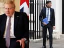 Boris Johnson and Rishi Sunak will receive fines in relation to lockdown gatherings held at Downing Street, it has been announced. Pictures: Getty Images.