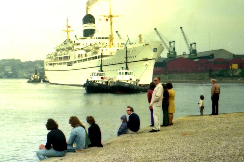Locals watch as the ship arrives in Sunderland. Photo: David Wingate.