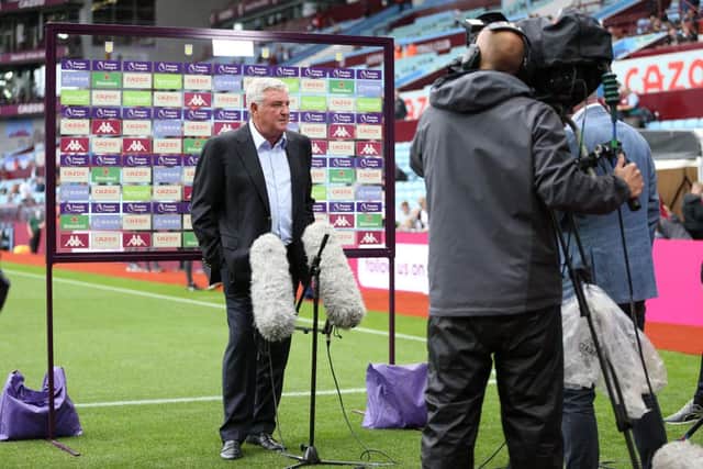 Steve Bruce during the Premier League match between Aston Villa and Newcastle United at Villa Park on August 21, 2021 in Birmingham, England. (Photo by Alex Morton/Getty Images)