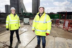 Andrew Dawson of Castle, right, with Steve Lynn of Kier Construction at the Culture House site.