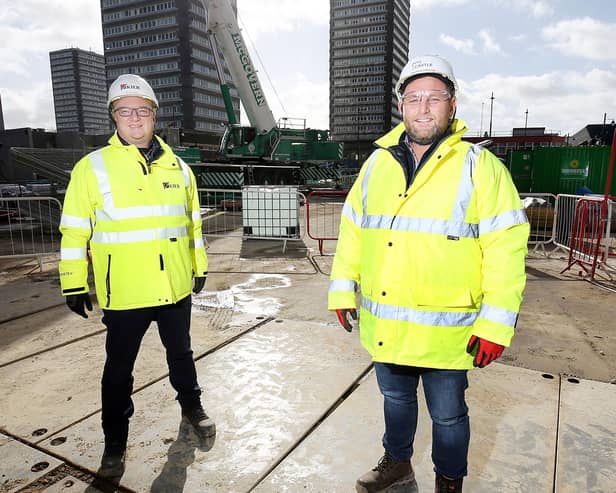 Andrew Dawson of Castle, right, with Steve Lynn of Kier Construction at the Culture House site.