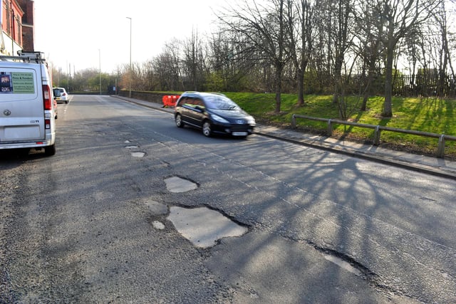 Several large potholes on Boldon Lane in South Shields.