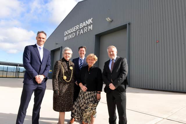 From left: Oliver Cass, Project Director Dogger Bank, Pat Hay, Mayor of South Tyneside, Mark Halliday, Operations Director of Dogger Bank, Cllr Tracey Dixon, South Tyneside Council Leader, and Paul Eitrheim, EVP Equinor for Renewables.