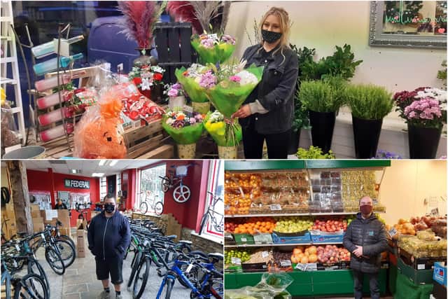 Courtney Dadswell, florist at Marion's (top); John Morris, employee at Conway Cycles (bottom left); Derrick Richardson, employee at Fresh 'n' Fruity (bottom right)