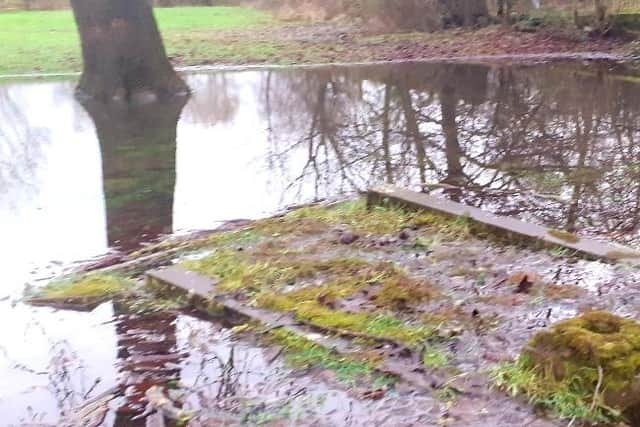 Flooding meant that tending some of the graves in Jarrow Cemetery was impossible.