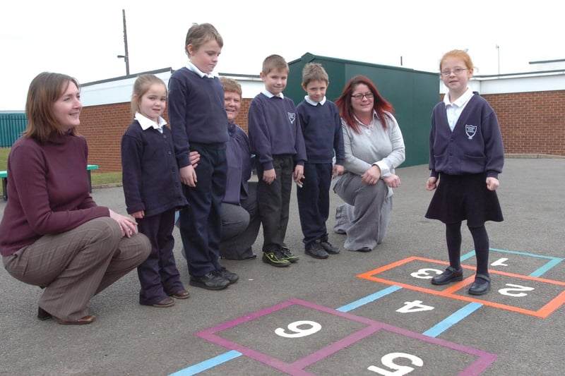 Now that looks like fun! It's 2008 and children at Ropery Walk School in Seaham had a hopscotch game to enjoy in the school playground.
Was it your favourite? It certainly was for Wearside Echoes followers Charmayne Tomlinson, Carol Webster, Carole Butler and Sharon Cleminson.