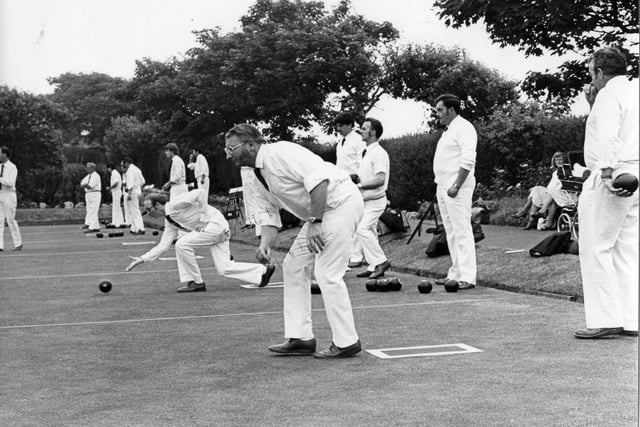 Action from the Durham v Nottingham County bowls match at South Shields North Marine Park.