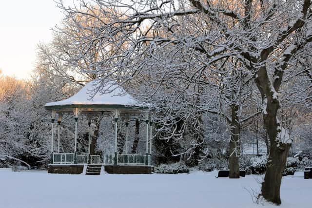 The West Park bandstand in winter
