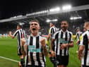 Kieran Trippier of Newcastle United celebrates after teammate Sean Longstaff scored their side's first goal during the Carabao Cup Semi Final 2nd Leg match between Newcastle United and Southampton at St James' Park on January 31, 2023 in Newcastle upon Tyne, England. (Photo by Stu Forster/Getty Images)