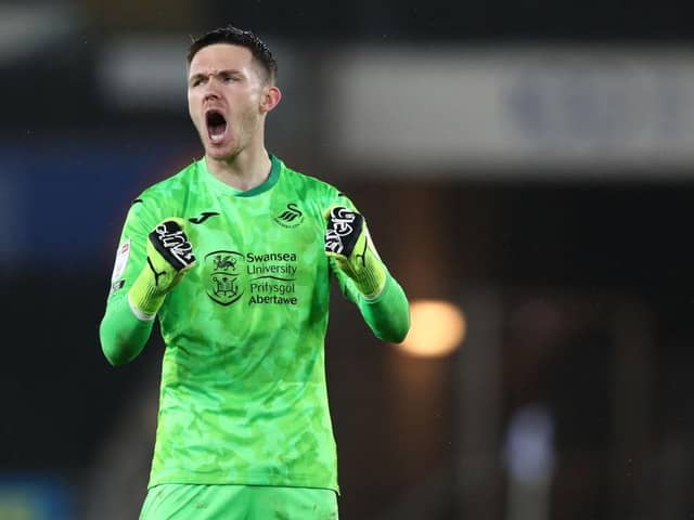 Freddie Woodman on loan at Swansea City last season.