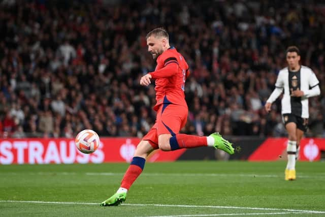 Manchester United defender Luke Shaw in action for England  (Photo by Shaun Botterill/Getty Images)