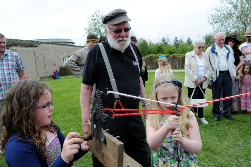 May Day celebrations at Bede's World, Jarrow where Jennifer Graham and Sarah Crossley were making skipping ropes with rope maker Dave Purvis in 2013.