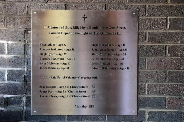 The plaque which pays tribute to 15 people who died in Hebburn in 1941.