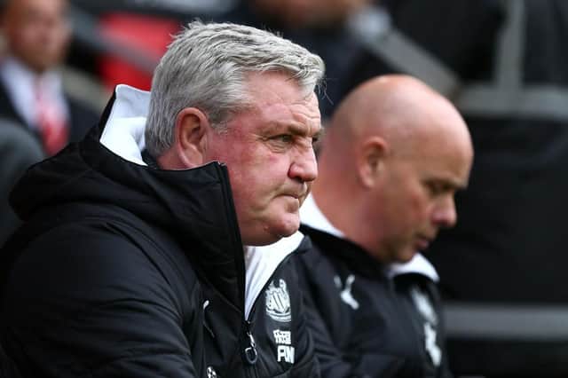 SOUTHAMPTON, ENGLAND - MARCH 07: Steve Bruce, Manager of Newcastle United looks on prior to the Premier League match between Southampton FC and Newcastle United at St Mary's Stadium on March 07, 2020 in Southampton, United Kingdom. (Photo by Jordan Mansfield/Getty Images)