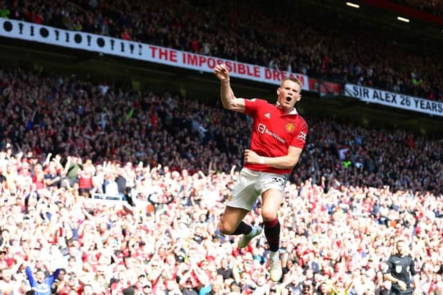 Scott McTominay celebrates scoring for Manchester United against Everton earlier this month.