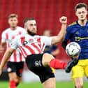 Paddy Almond playing for Sunderland against Manchester United under-23s at the Stadium of Light in the Papa John’s Trophy.