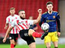 Paddy Almond playing for Sunderland against Manchester United under-23s at the Stadium of Light in the Papa John’s Trophy.
