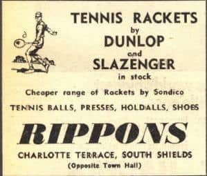 Anyone for tennis? Rippons had a great range in rackets.