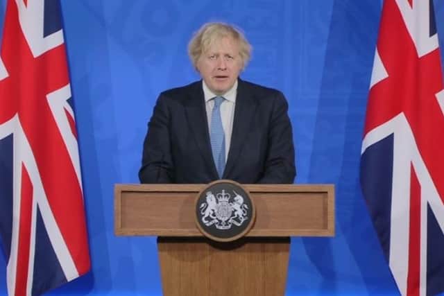 Prime Minister Boris Johnson during a media briefing in Downing Street on Monday, April 5. Picture: PA Video/PA Wire